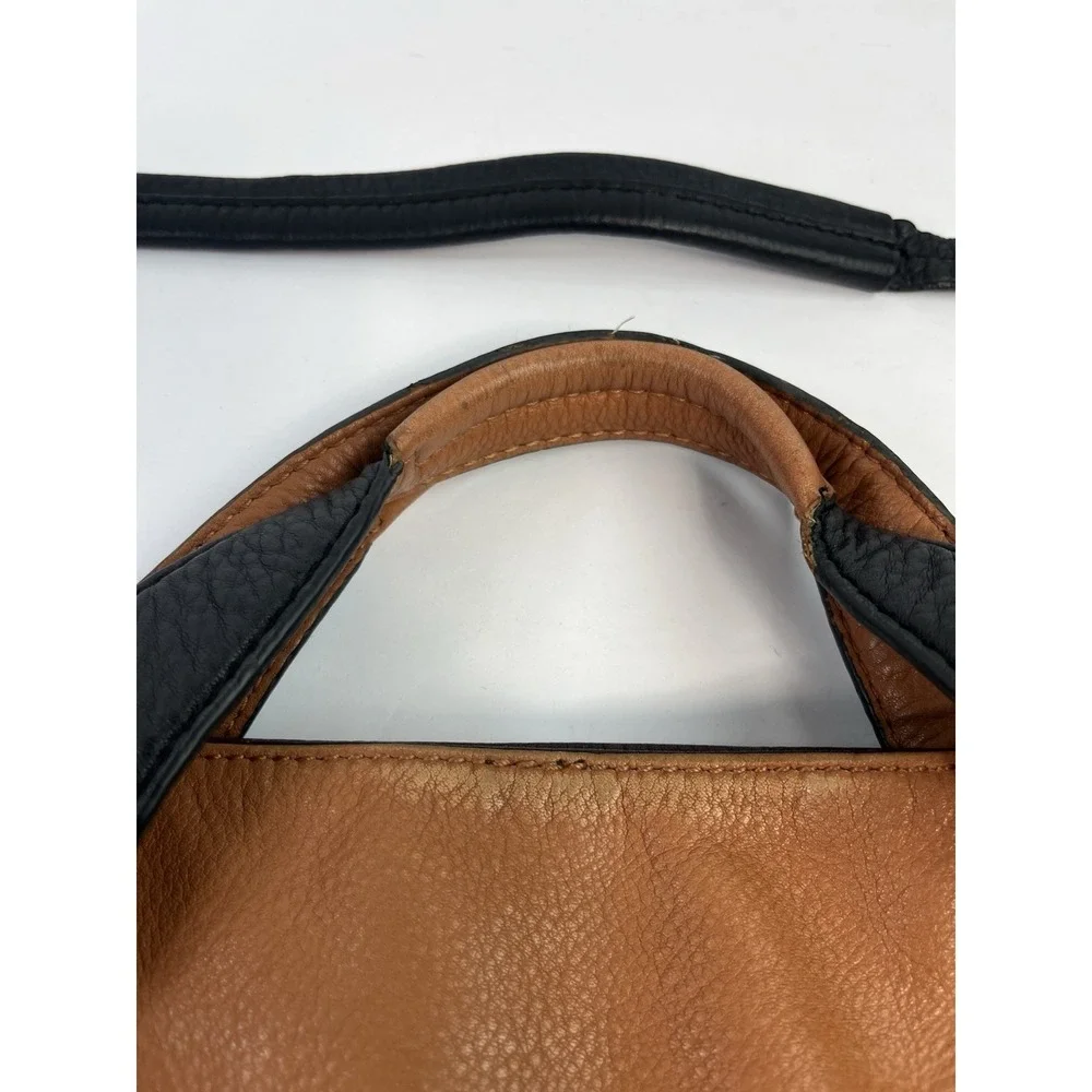 orYANY Pebble Leather Brown Color-Block Victoria Large Hobo Bag Purse Crossbody